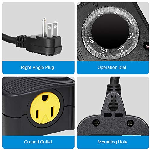 Dewenwils Outdoor Timer For Lights, Dusk To Dawn Sensor Timer For Electrical Outlet, Weatherproof, 10A, 1/2 Hp, Ul Listed, 2 Pack #TOP6