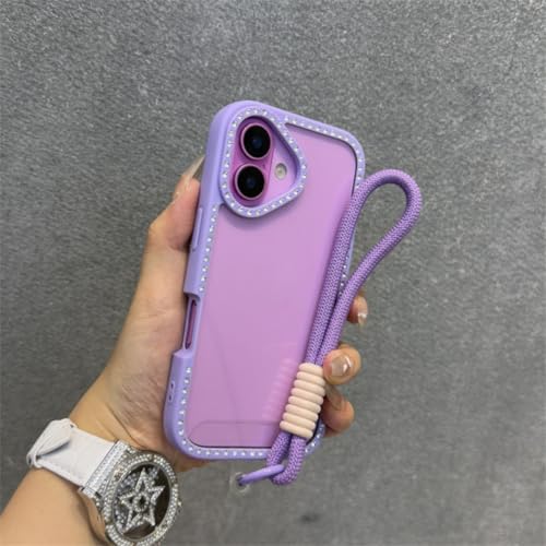 Coque antichoc iPhone 16 Pro violette avec cordon amovible robuste