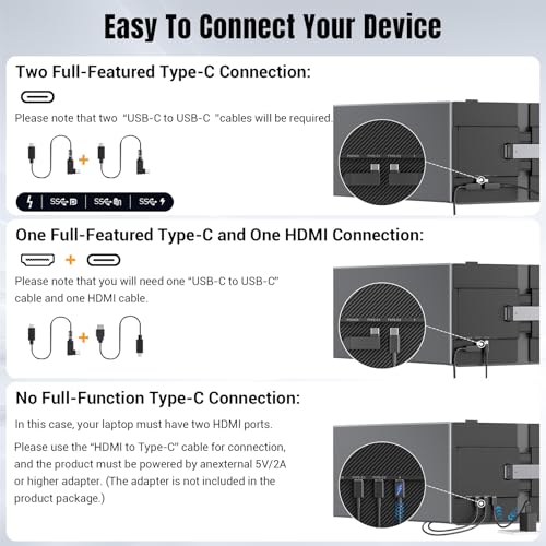 Image of Laptop Screen Extender 0.17 inch Ultra-Thin, 14 inch 1080P FHD IPS Portable Monitor, Triple Screen Laptop Monitor Extender for 13 inch-17 inch Laptops, Plug & Play for Windows /Mac /Android /Chrome /PS5