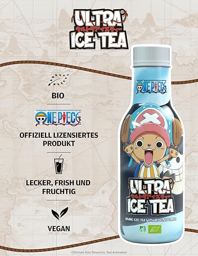 ULTRA ICE TEA Bio Eistee - Veganer Früchtetee mit dem One Piece Charakter Chopper - Fruchtiger Hibiskusblütengeschmack – 1 x 500 ml Einweg