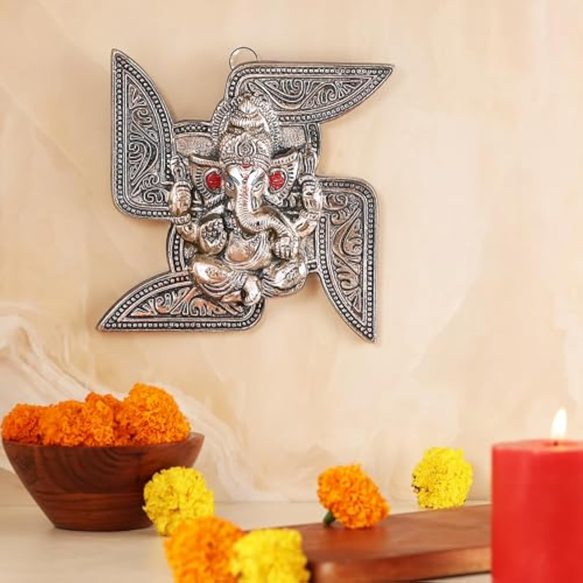 Hand Painted Aluminium Satiya Ganesh Mask