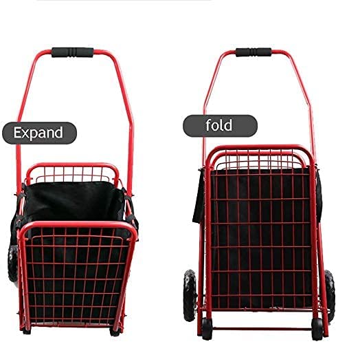 QHYTL Einkaufstrolley Multifunktions-Einkaufswagen Fashion Folding Trolley Trolley ist Nicht leicht zu verformen und langlebig zu lagern Handwagen,Schwarz,Einkaufswagen – Bild 4