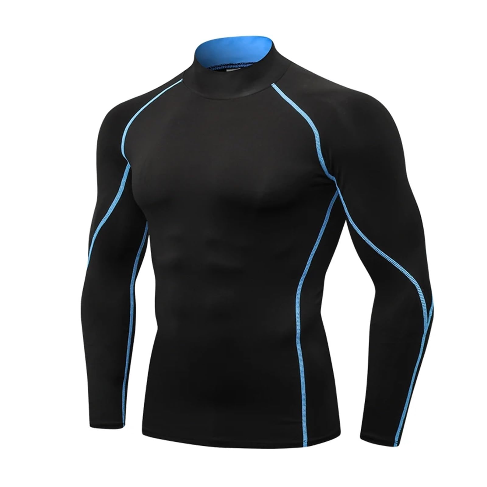 Camisas de compresión Manga Larga con Cuello for Hombre, protección Solar Fresca y Seca, Medias Deportivas, Camisetas for Correr Gimnasio