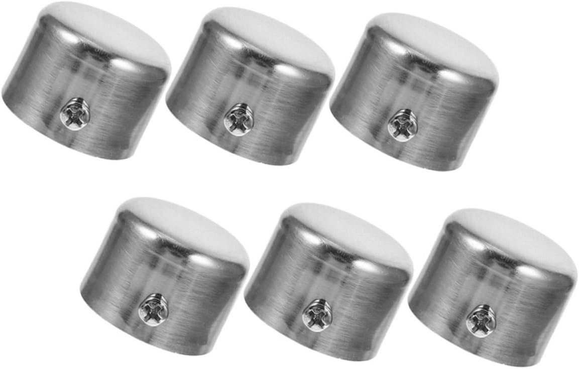 6pcs Window Curtain Rod End Caps Finials Electroplated Stainless Steel Curtain Rail Plugs for Living Bedroom Study Easy Installation and Secure Fit