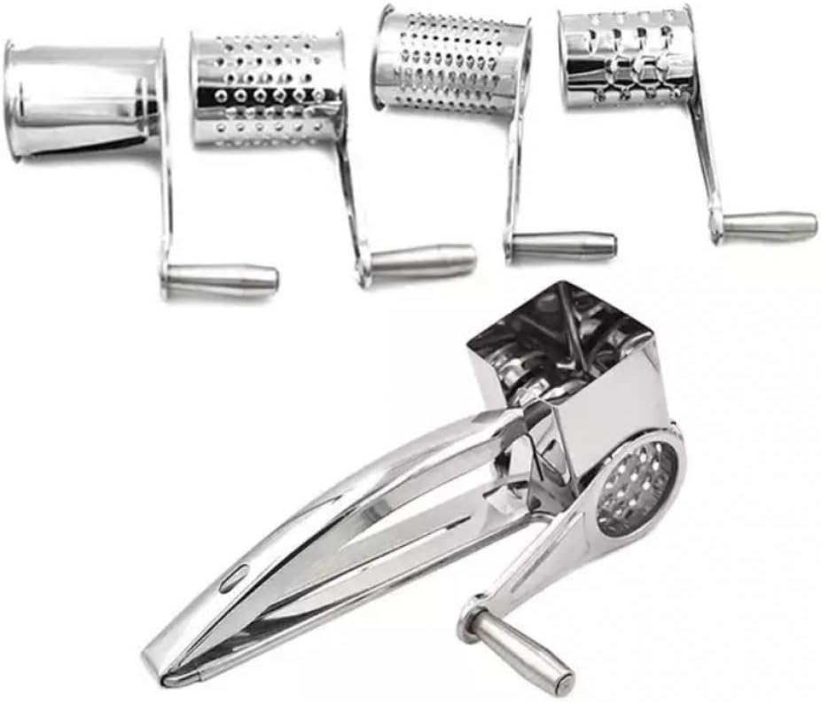 Cheese Grater Set 5 Pcs Handheld Rotary Shredder Stainless Steel Grinder for Ginger Garlic