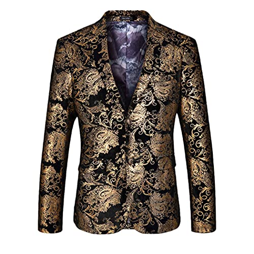 Blazer en velours argenté homme motif cachemire floral XXXXXL