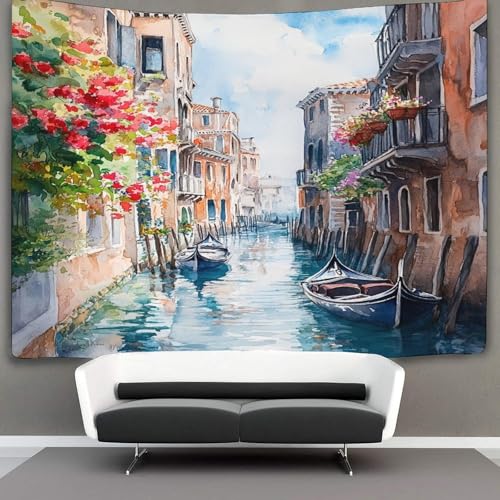 Couverture murale 3D Venise en polyester doux pour intérieur chic - 3