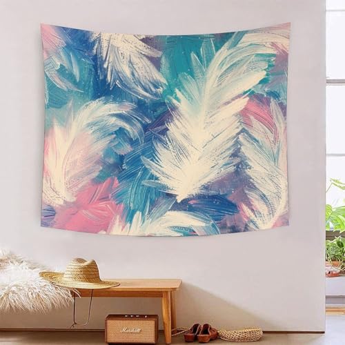 Tapisserie murale plumes 3D en polyester souple pour salon et dortoir