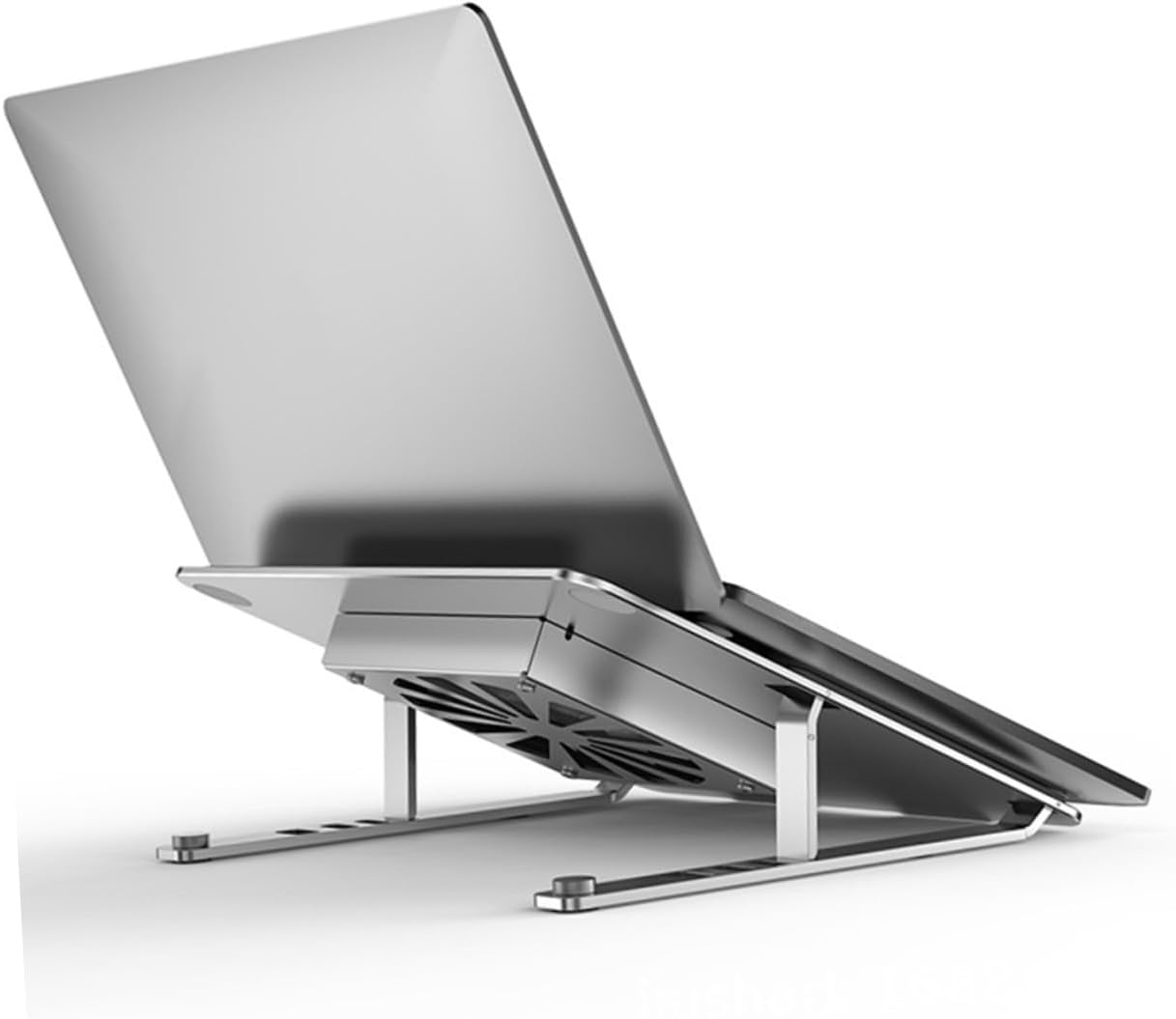 Veemoon Aluminum Alloy Adjustable Height Laptop Cooler Stand with LED Fan, Ventilated Cooling Pad Under 17.3 Inch Laptops, Silver Notebook Cooling Support for Gaming and Office Use