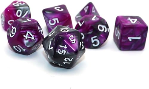 Miniatura 3 de DND - Juego de dados poliédricos RPG para Dungeon and Dragons MTG, juego de dados (morado y plateado)