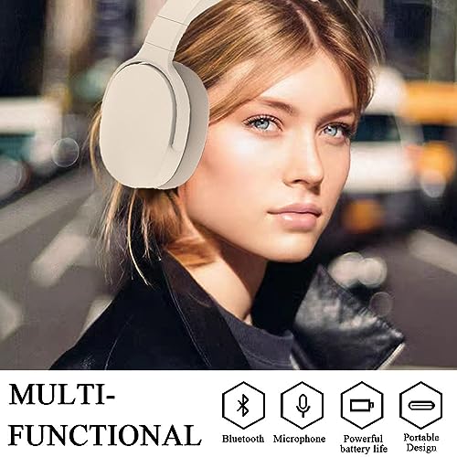 YiYunTE Headphones Wireless Bluetooth Over Ear Headphones Noise Cancelling On Ear Headphones Over Head Wired Headphones with Microphone Jack Foldable Headphone Beige Headset for Gaming Gym PC Laptop YiYunTE Headphones Wireless Bluetooth Over Ear Headphones Noise Cancelling On Ear Headphones Over Head Wired Headphones with Microphone Jack Foldable Headphone Beige Headset for Gaming Gym PC Laptop