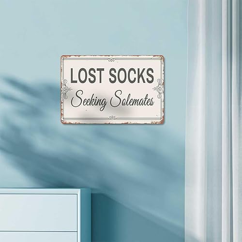Miniatura 4 de Letrero de metal retro Lost Socks Seeking Solemates, póster de arte de texto, decoración de pared del hogar, para dormitorio, sala de estar, bar,