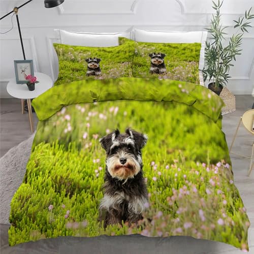 Housse de couette 220x240 Mini Schnauzer avec 2 taies d'oreiller microfibre - 6