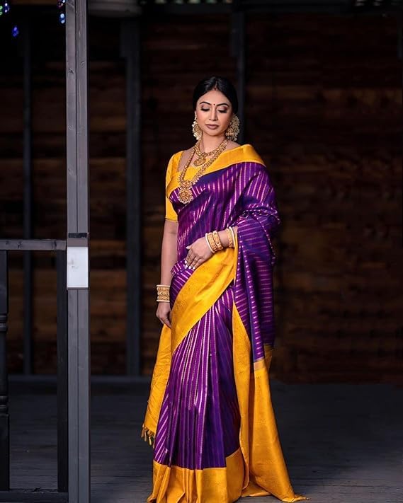 Jaanvi Women's Kerala Kanjivaram Silk Saree With Zari Work & Unstitched Blouse Piece - Image 3