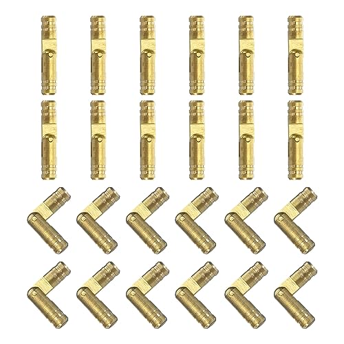 Uxcell Invisible Brass Barrel Hinges, 24pcs 5x25mm, Unfinished, Brass, Door Mount