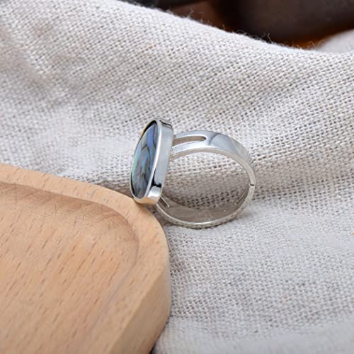 Joseph Brothers Teardrop Abalone Shell Ring for Women, Open Shank Size 7.5-8.54