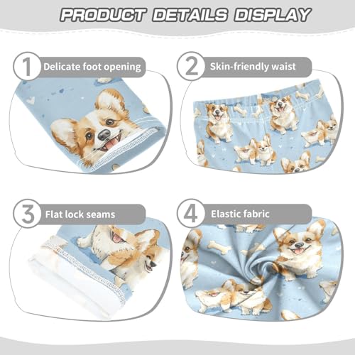 Heart Watercolor Happy Cute Corgi Dog Girls Leggings Kids Yoga Pants Dance Active Tights 4T3