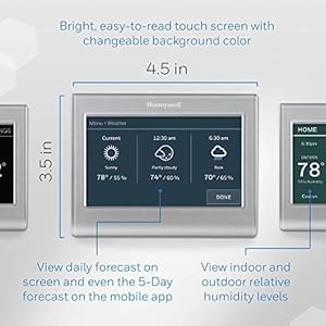 Honeywell Home Wi-Fi Smart Color Thermostat, 7 Day Programmable, Touch Screen, Energy Star, Alexa Ready, Gray RTH9585WF1004 Honeywell Home Wi Fi Smart Color Thermostat 7 Day Programmable Touch Screen Energy Star Alexa Ready Gray RTH9585WF1004