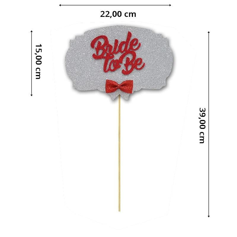 SüSLe Bebek ve Parti Bride To Be Konuşma Balonu Çubuğu - Gümüş & Kırmızı