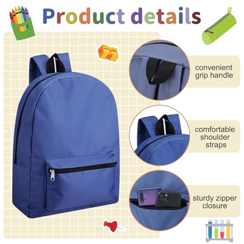 Image of Amylove 12 Pack Backpack in Bulk 17 inch Lightweight Outdoor Travel Bag Classic Bookbags Bulk for Elementary Middle High(Navy Blue,Fresh)