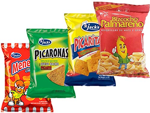 Surtido Picaritas, Picaronas, Meneitos, Bizcocho Palmareno Paquete de 4 Surtido Snack de Costa Rica