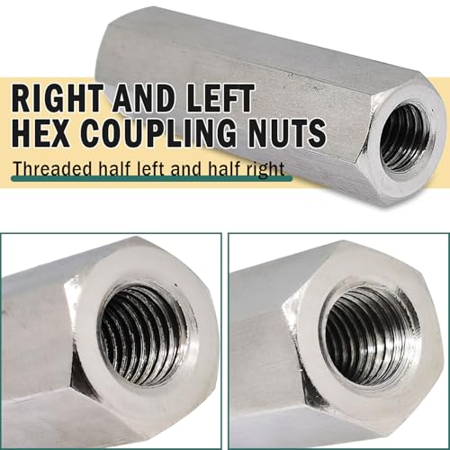 Image of 1pc M10x60xS16 Right and Left Hex Coupling Nuts,304 Stainless Steel Hex Rod Connector