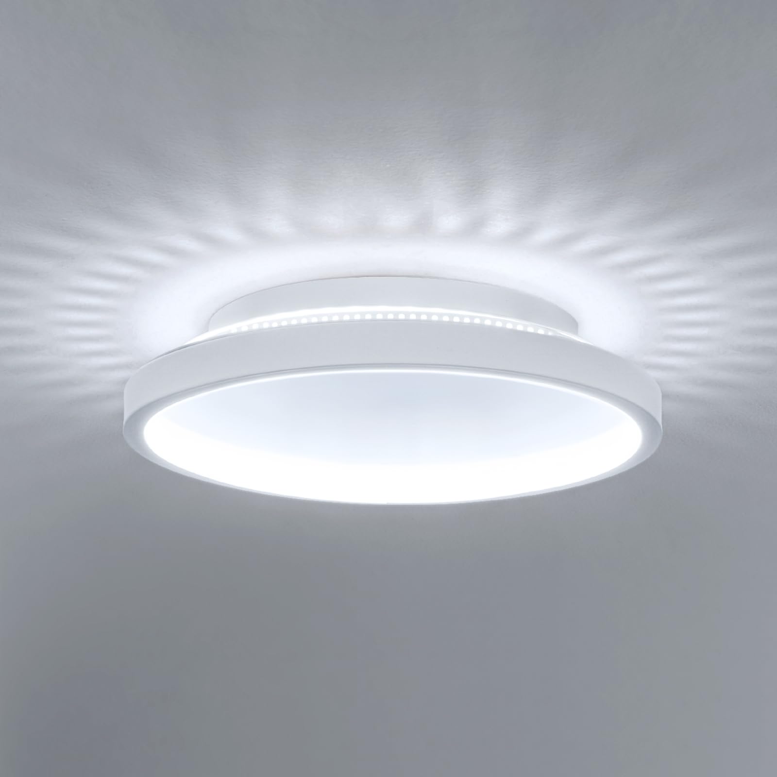 Kuwork Plafon LED Techo Moderna, 6500K Lámpara de Techo Redondo, Luz LED Techo para Corredor Baño Cocina Sala de Estar Dormitorio Pasillo, 20CM, Blanco