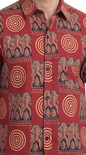 Image of BLOCKS OF INDIA Cotton Hand Block Print Half Sleeves Summer Shirt for Men