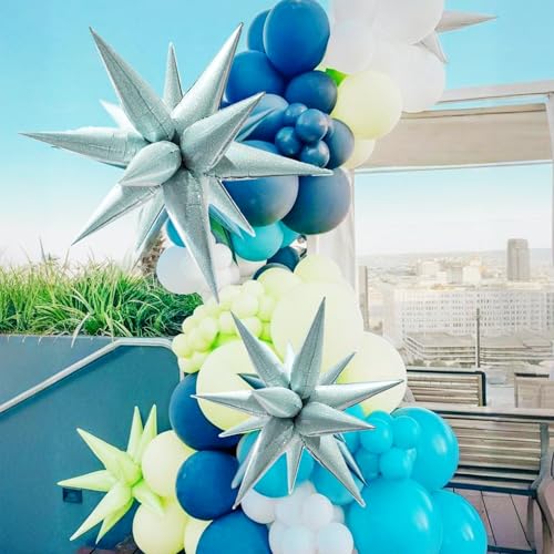 Image of 4pcs 32 inch Laser Balloons Blue Disco Balloons for Disco Birthday Party Decorations Bachelor Party Beach Summer Party Shiny Dance Party Decor Baby Shower Wedding Decor Supplies
