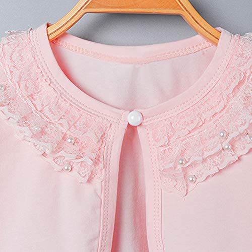 Image of Girl Lace Bolero Cardigan Shrug - Little Girl Long Sleeve Shrug Sweater with Pearls 2-11 Years