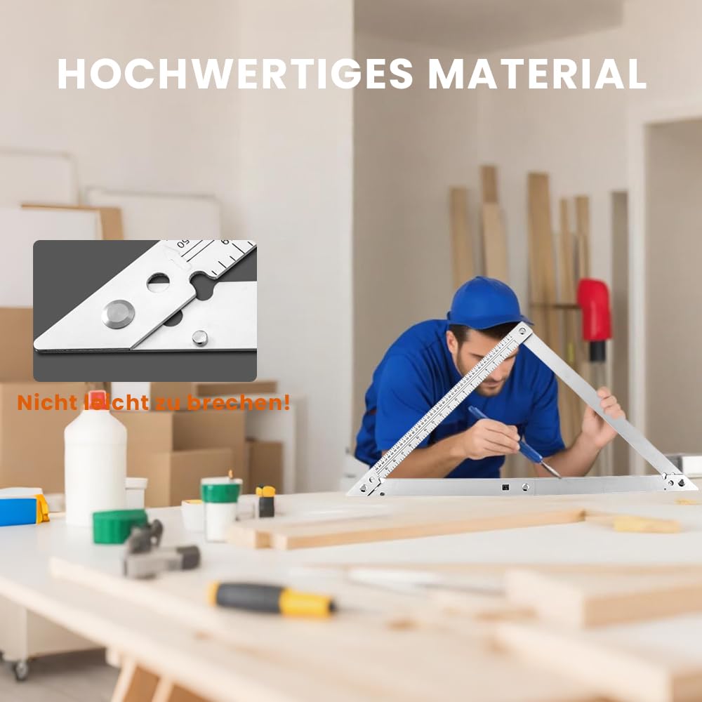 Bauwinkel 600 x 600 x 840mm, Maurerwinkel mit Aufbewahrungstasche, Bauwinkel Klappbar mit Skala für Ziehen, Tischlerarbeiten