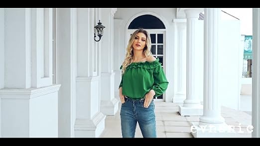 evnanic Women's Fashion Off The Shoulder Tops Long Sleeve Shirts