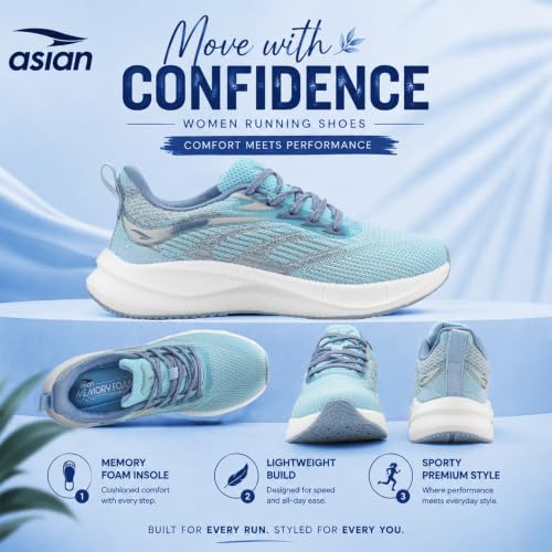 Image of ASIAN Hypercushion W-01 Women's Running & Walking Shoes | Ultra Soft Cushioning with Airflow | Lightweight Gym Sneakers for Girls & Women