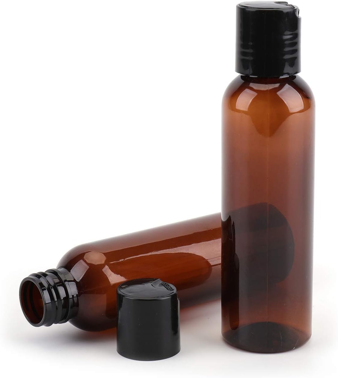 hunky dory 6pcs 50ml Amber Empty Plastic Bottles Refillable Travel Size Cosmetic Travelling Containers Small Leak Proof Squeeze Bottles with Black Flip Cap for Toiletries Oil,Shampoo.-picture-28