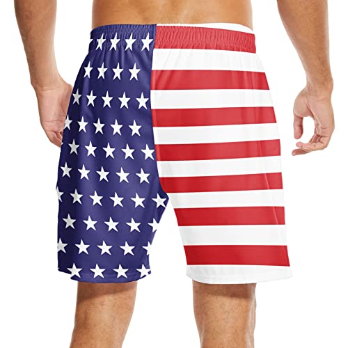 Mens Swim Trunks with Compression Liner American Flag Swim Trunks Men Board Shorts Men's Swimsuit 7 Inch Inseam3