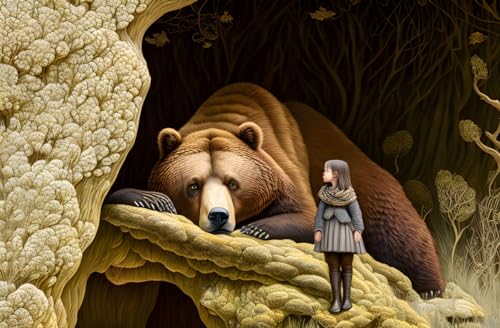 Toile sans cadre La fille et l'animal Meechi deco murale 50x70 cm pour chambre cocooning