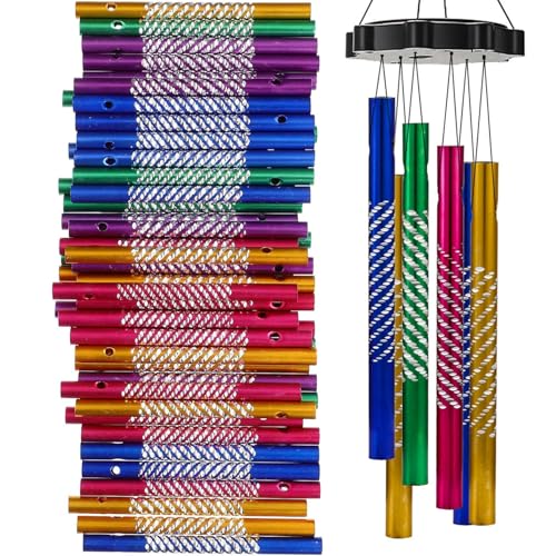 50 tubi per campanelli a vento per artigianato, colori misti, in alluminio, forniture per la realizzazione di tubi vuoti, parti per decorazioni da appendere all'aperto