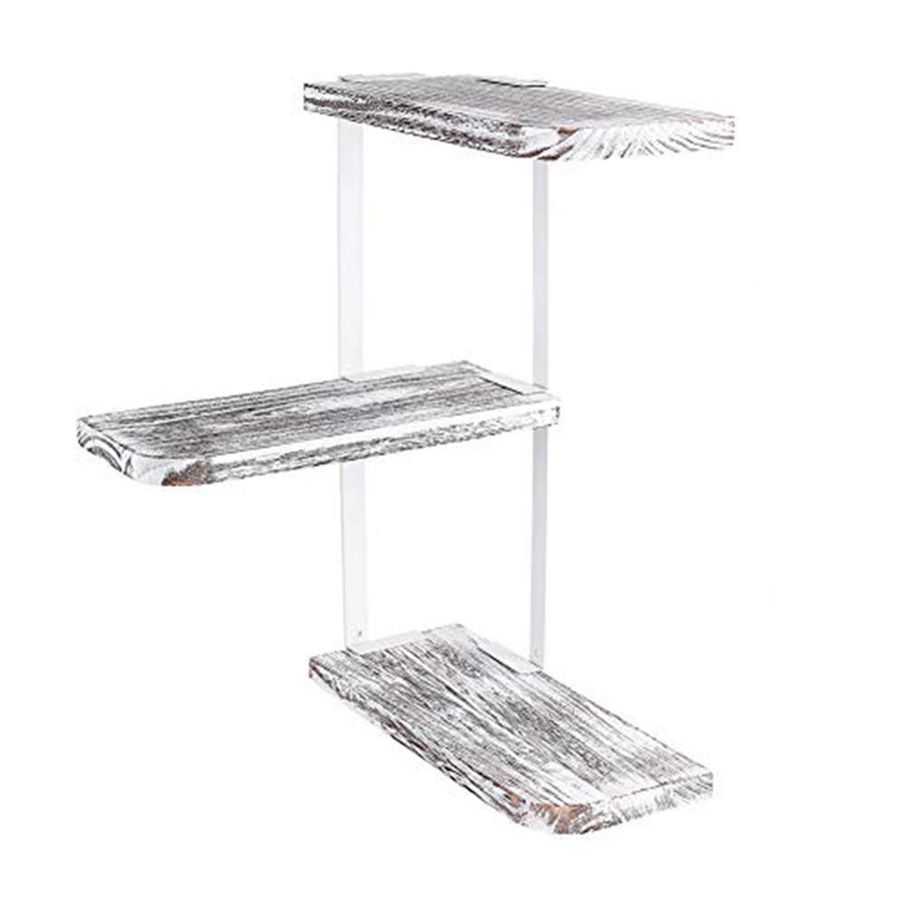 Urban Deco Corner Shelf Wall Mount Rustic Tall Wood Corner Shelves 3 Tier Wood Floating Stands Indoor Plant Holder for Bedroom Kitchen Bathroom， Living Room (White)