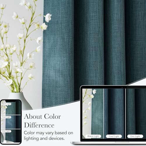 Image of NICETOWN Short Greyish Blue Blackout Curtains 63 inches Long for Kitchen - Privacy Panels for Living Room Bedroom, Modern Farmhouse Style Easy Care Grommet Top, 2 Panels, W42 by L63