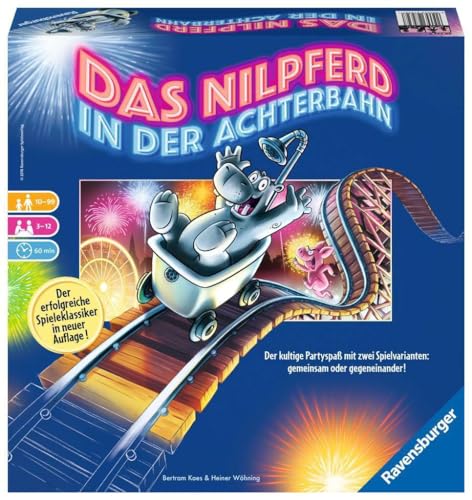 Ravensburger 26772 Nilpferd in der Achterbahn Board Game for The Whole Family Game for Adults and Children from 10-99 Years for 3-12 Players Party Game [German Version]