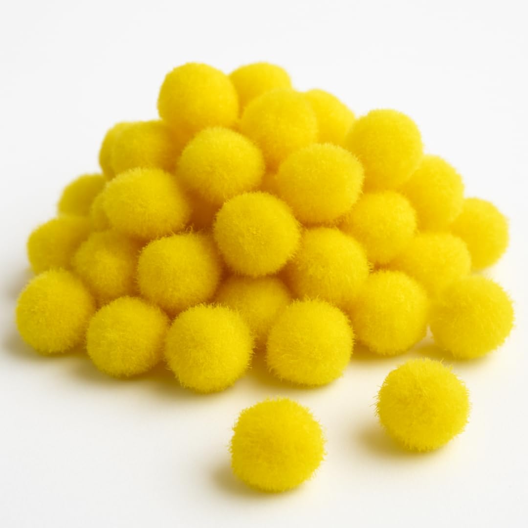 Springboard Yellow Pom Poms Pack of 80, Single Colour Soft Craft Pompoms for EYFS Sorting Games, Sensory Play & Kids Art