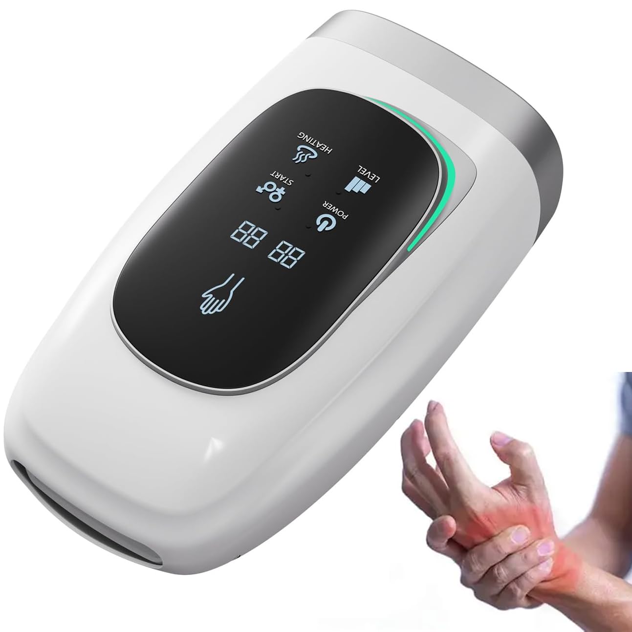 Massaggiatore Manuale Senza Fili, Guanti Massaggianti Con Funzione Di Compressione E Riscaldamento, 3 Modalità Di Massaggio, 3 Livelli Di Intensità, Design Ricaricabile Da 1800 MAh, Per Artrite