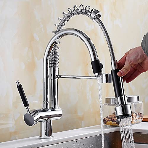 Mitigeur de cuisine en laiton avec bec rotatif complet pour eau chaude et froide
