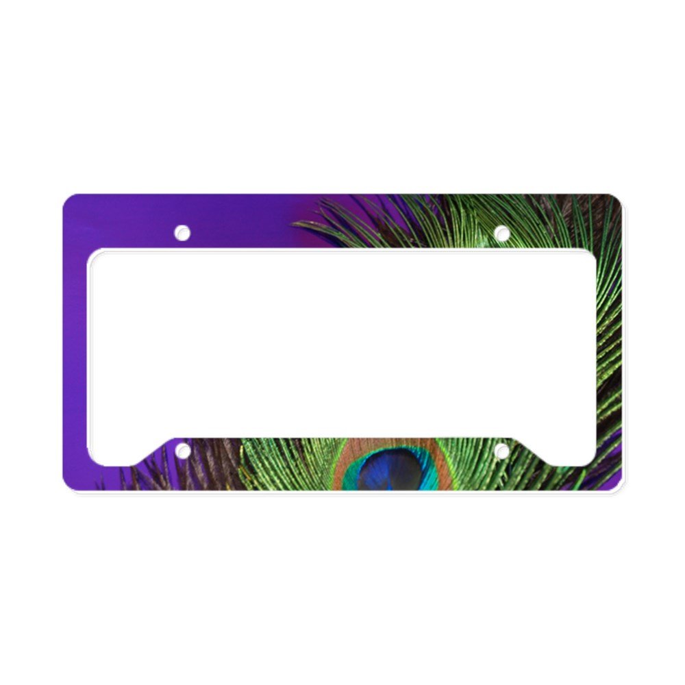 CafePress Purple Foil Peacock License Plate Holder Aluminum License Plate Frame, License Tag Holder