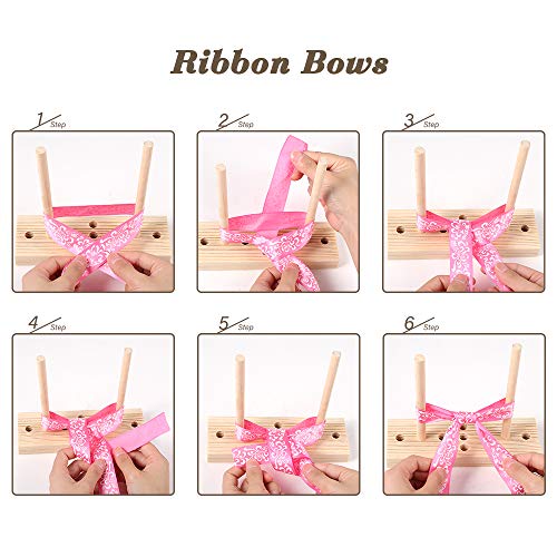 Ackitry Bow Maker for Ribbon, Wooden Wreath Bow Maker Tool for Creating Gift Bows, Party Decorations, Hair Bows, Corsages, Holiday Wreaths, Various Crafts - Thumbnail 3