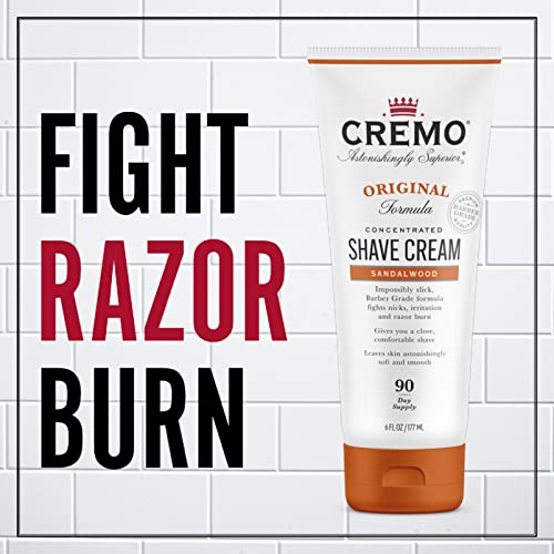 Image of Cremo Sandalwood Shave Cream, Astonishingly Superior Ultra-Slick Shaving Cream for Men, Fights Nicks, Cuts and Razor Burn, 6 Fl Oz (Pack of 3)