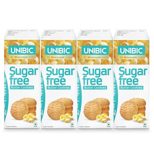 Image of Unibic Sugar Free Butter Cookies I Low GI No Maida I Cashew Biscuits I Sugar-Free Snack I Healthy Cookies | 300 Gram (75 G*4) /270 Gram (67.5G*4)