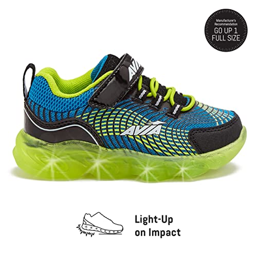 Avia Ignite Slip On Led Light Up Toddler And Little Kid Sneakers - Lightweight Tennis, Athletic, Running Shoes For Boys - Black/Light Green, 5 Toddler #TOP28