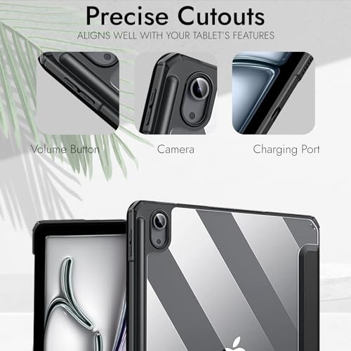 Image of Robustrion Case Cover for iPad Air 11 Inch Cover M4 / M3 / M2 / iPad Air 5th Generation /Air 4th Gen Hybrid Case with [Pencil Holder] for iPad Air 11 inch M4 / M3 / M2 / Air 4th 5th Gen - Black