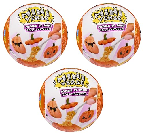 MGAs Miniverse Make It Mini Halloween (3 Pack) Beetlejuice Mini Collectibles Mystery Blind Packaging Spooky Halloween Seasonal DIY Crafts Resin Play Replica Food NOT EDIBLE Collectors 8+